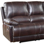 HomeRoots 89" Brown Microfiber Reclining Sofa with Black Legs