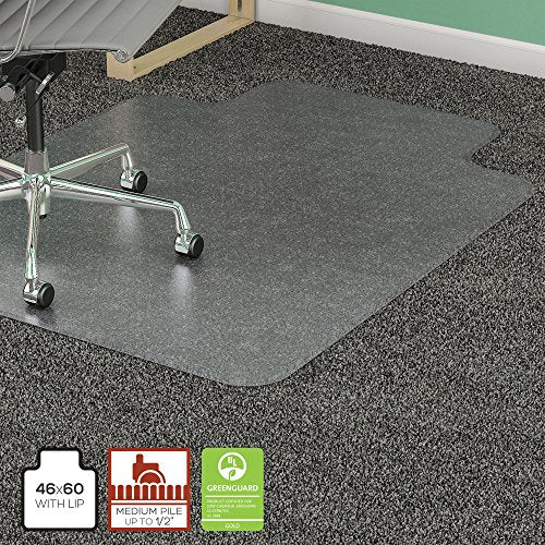 Lorell PlushMat Wide Lip Chairmat Chair Mat, Clear
