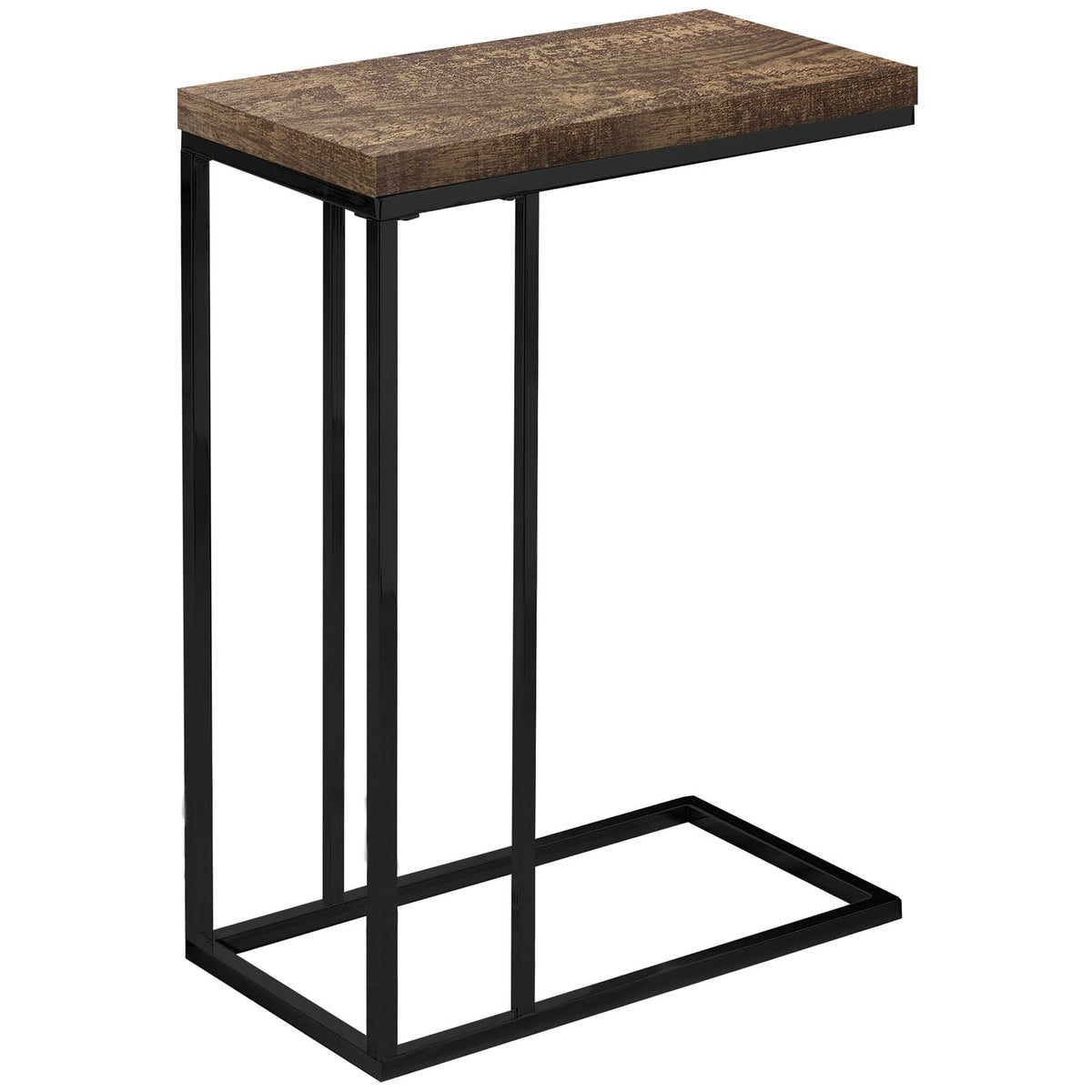 HomeRoots Particle Board,Laminate, Metal Accent Table - Dark Taupe with Chrome Metal