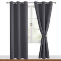 Hiasan Grommet Blackout Curtains For Bedroom, 38 X 84 Inches Long - Thermal Insulated & Light Blocking Window Curtains For Living Room, 2 Drape Panels Sewn With Tiebacks, Dark Grey