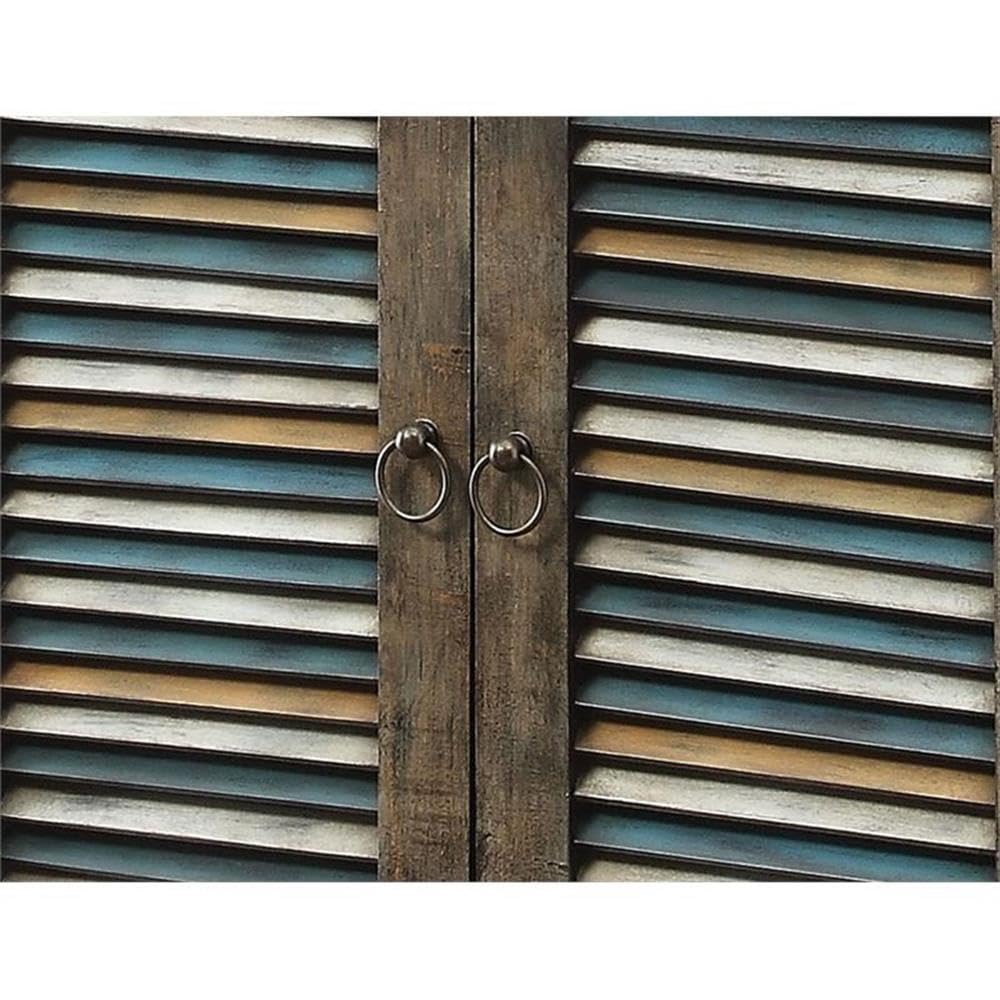 Acme Glancio 2 Doors Wooden Console Table With 2-Drawer In Antique Oak And Teal