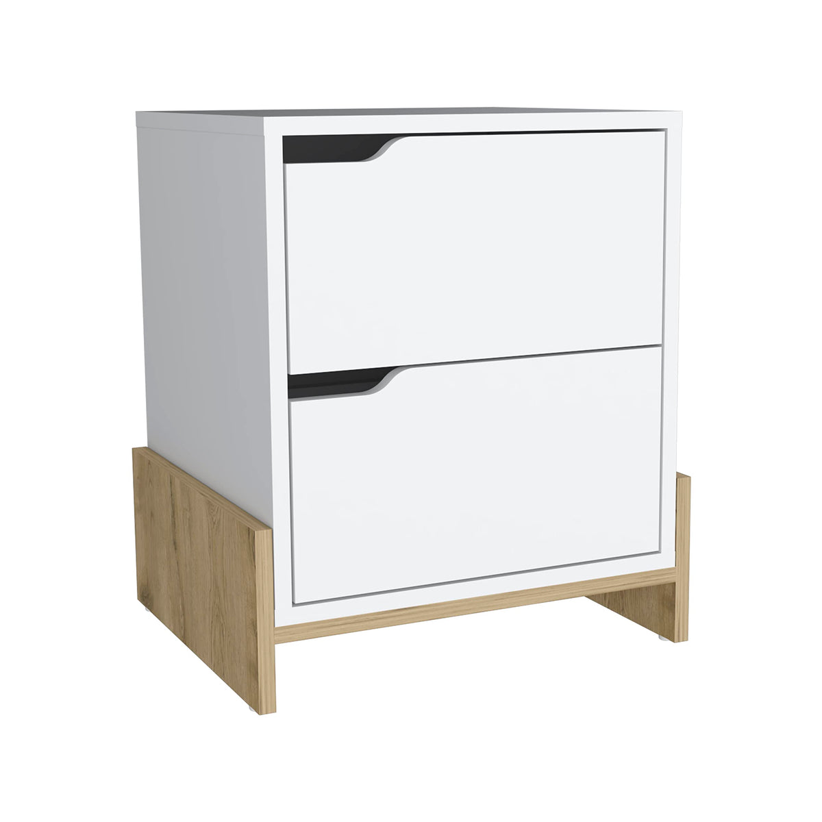 Haines Nightstand With 2-Drawers, End Table With Sturdy Base, White/Macadamia