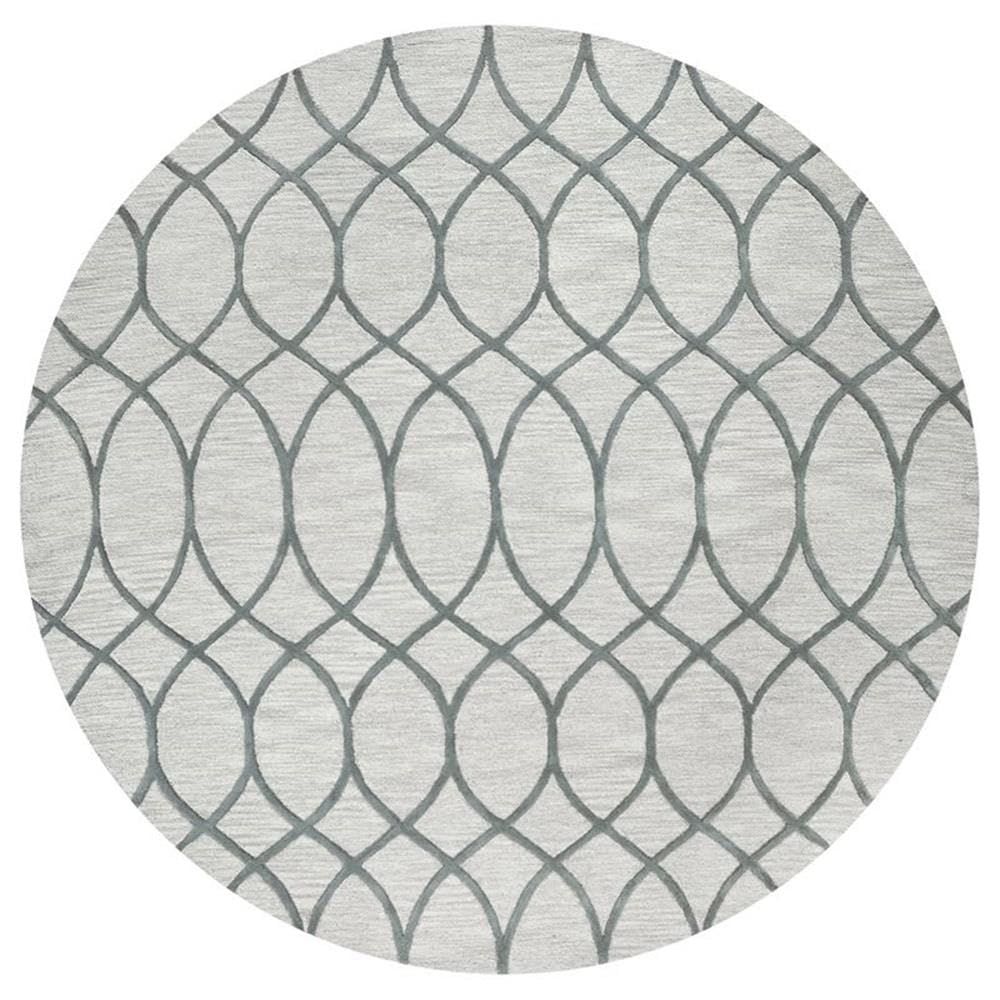 Rizzy Home Alora Decor Berlin 10' Round Trellis Khaki/Gray/Rust/Blue Hand-Tufted Area Rug
