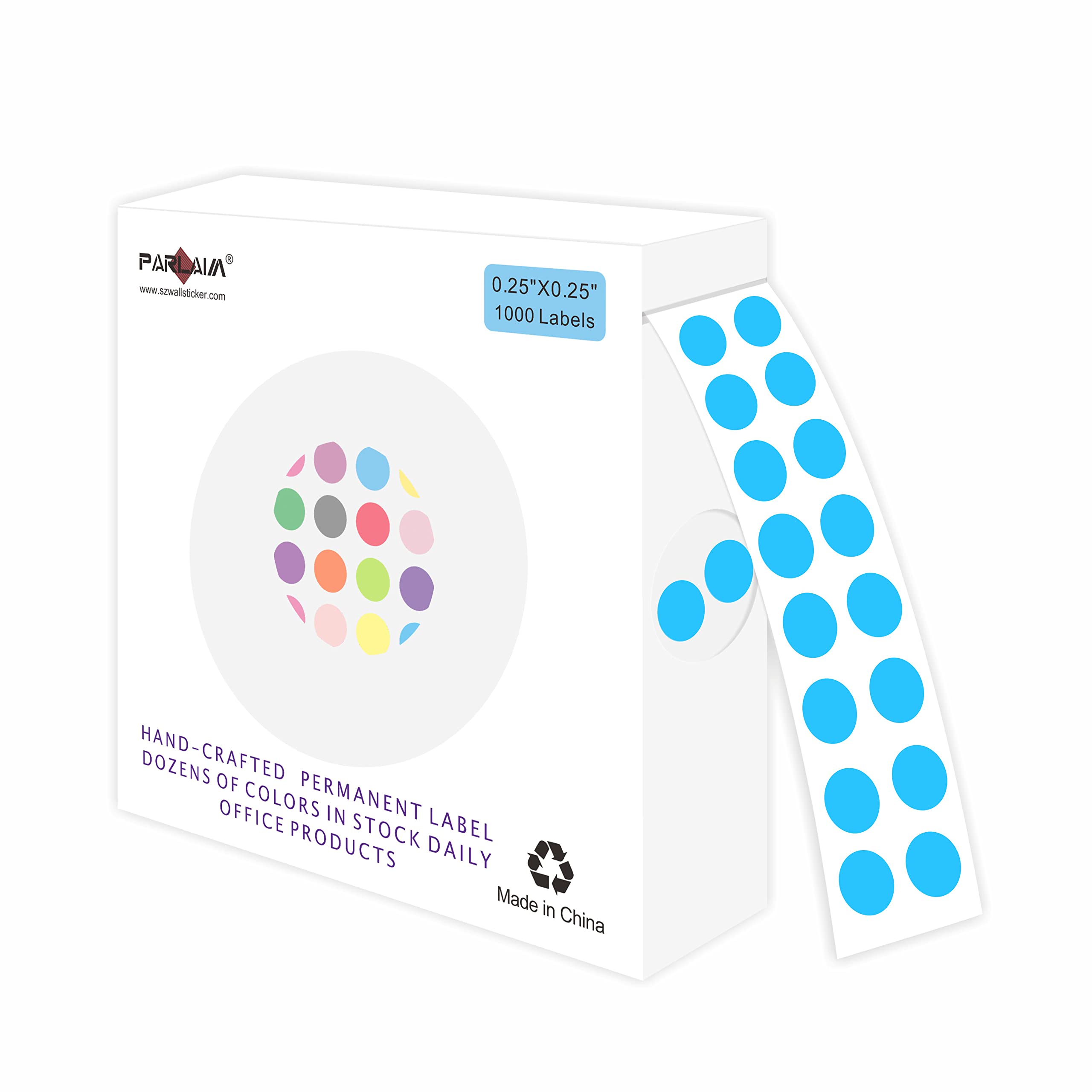 Parlaim 0.25 Inch Color-Code Dot Stickers,1000 Stickers Circle Colorful Coding Label Sticker For Office Classroom(Sky Blue)