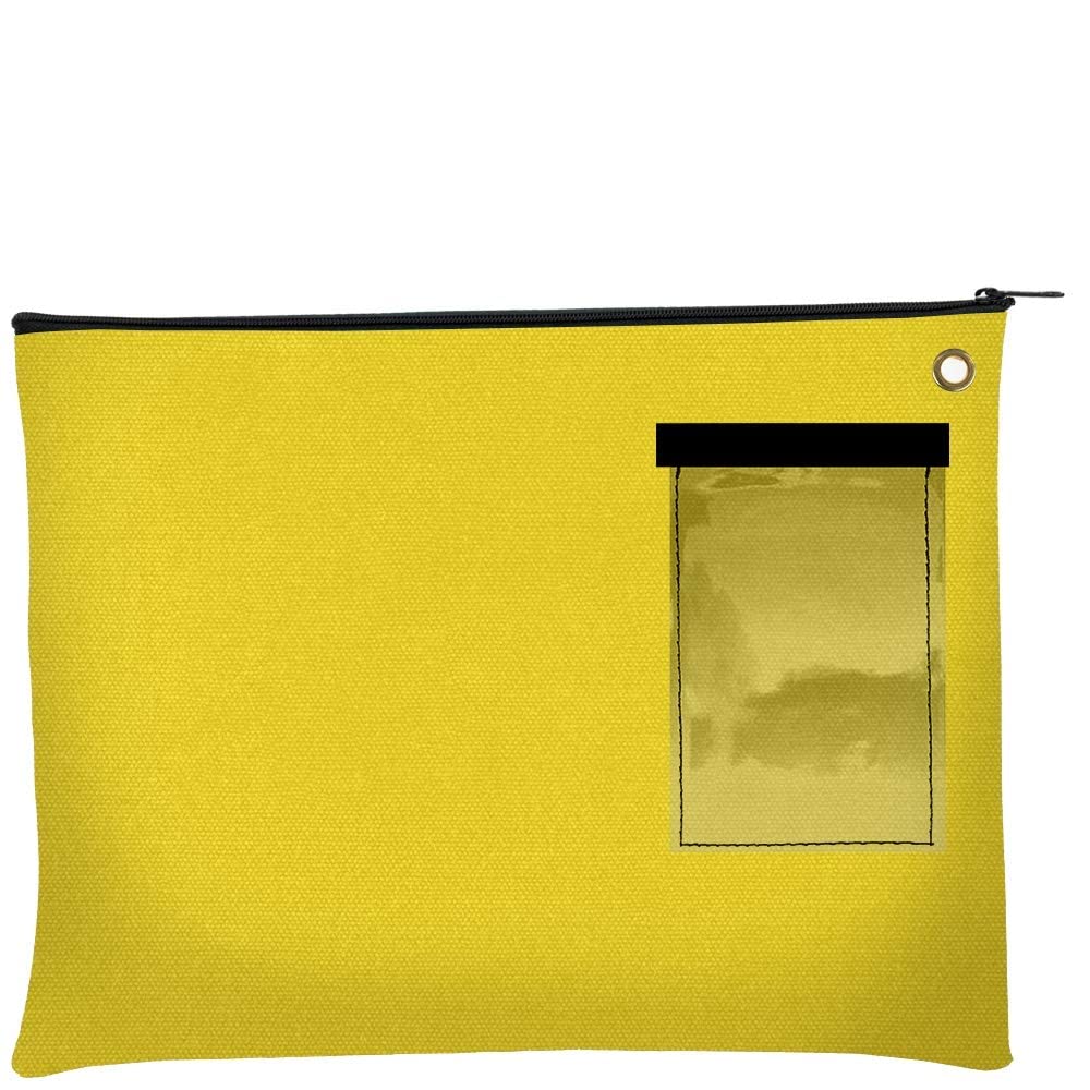 Banksupplies  Canvas Interoffice Mailer, 14 Oz. | 14W X 11H | Yellow | Transit Bag | Large Zipper Bag With Grommet | Use With Pa