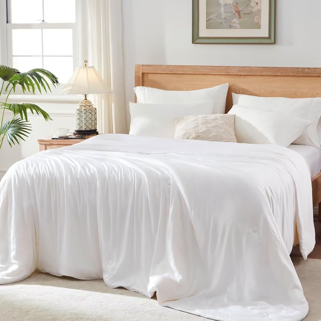 Globon Bamboo Viscose Cooling Comforter Queen Size,Luxurious Lightweight Blanket For Summer/Hot Sleepers,Natural Bamboo Viscose