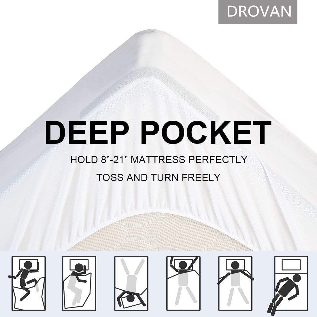 Drovan Mattress Pad Full Size - Extra Thick Mattress Cover - Pillow Top Deep Pocket With Breathable 7D Spiral Fiber Filling Cool