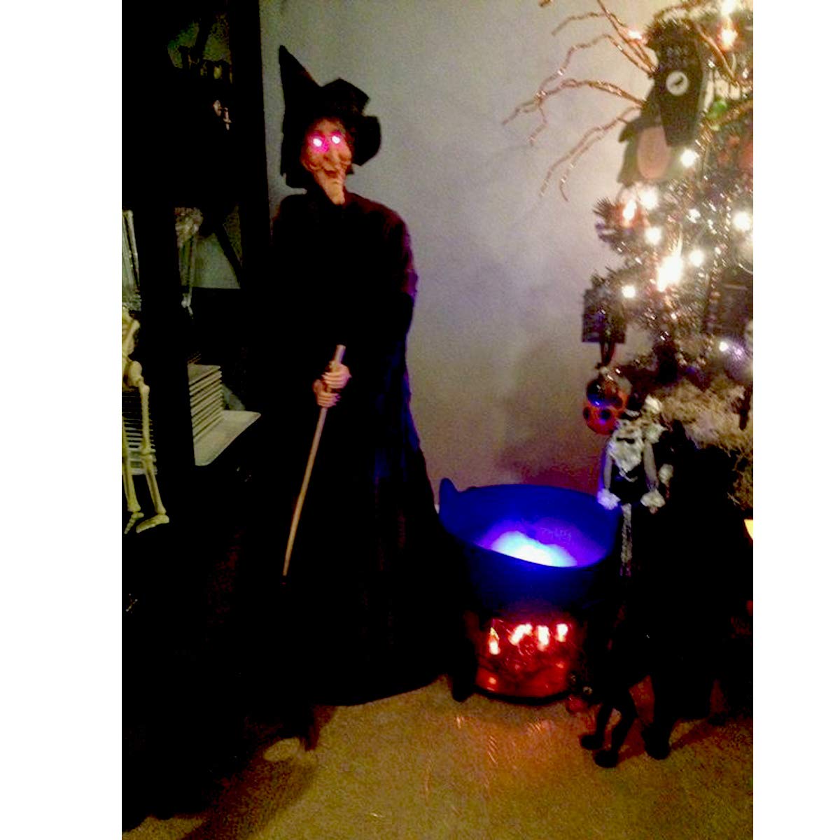 Akeydeco Halloween Party Mist Maker,Ultrasonic Water Pond Fountain Fogger 9 Led Red Yellow And Blue Light Flashes Aluminum Atomi