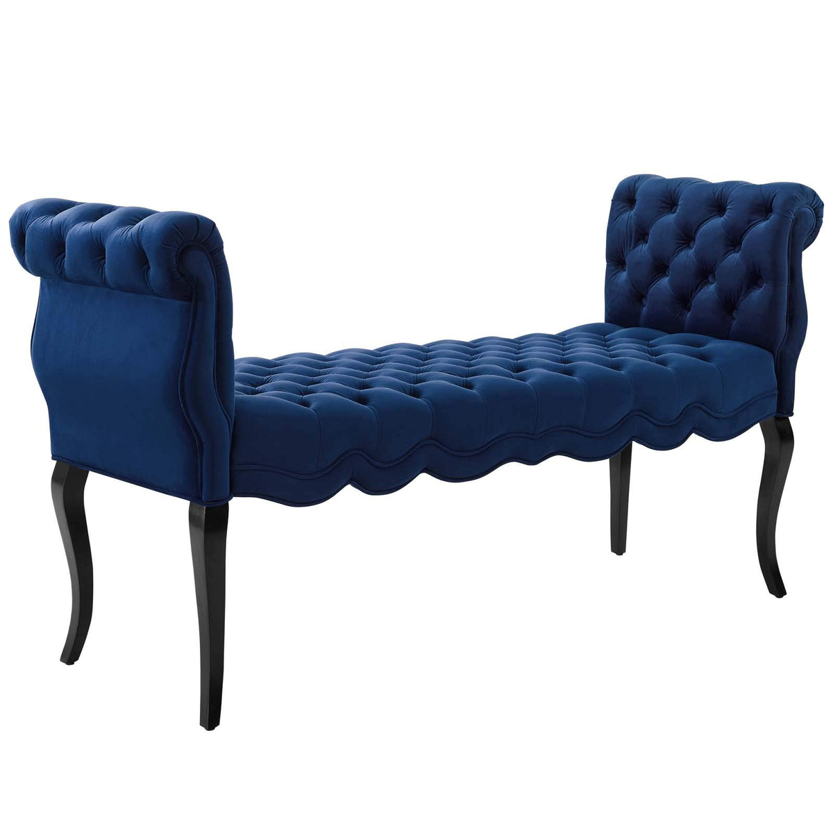 Modway Adelia Chesterfield Style Performance Velvet Entryway Bench In Navy