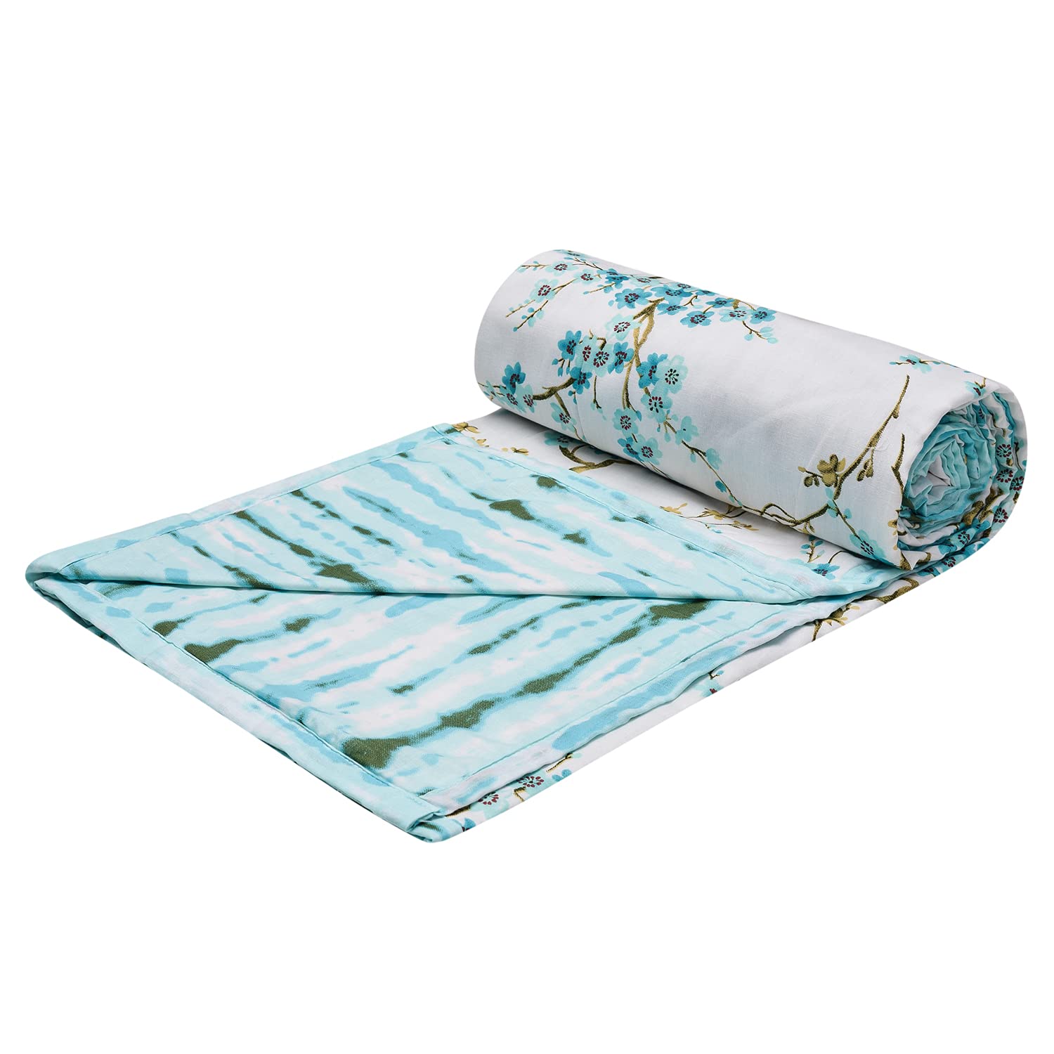 Trance Home Linen Pure Cotton Reversible Dohar Single Bed Size | AC Blanket Comforter | Soft LightWeight Bed Blanket (56 x 88 i