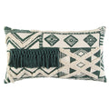Rizzy Home Geometric 14" x 26" Down Pillow w/ Textured Cotton Cover-Ivory/Green