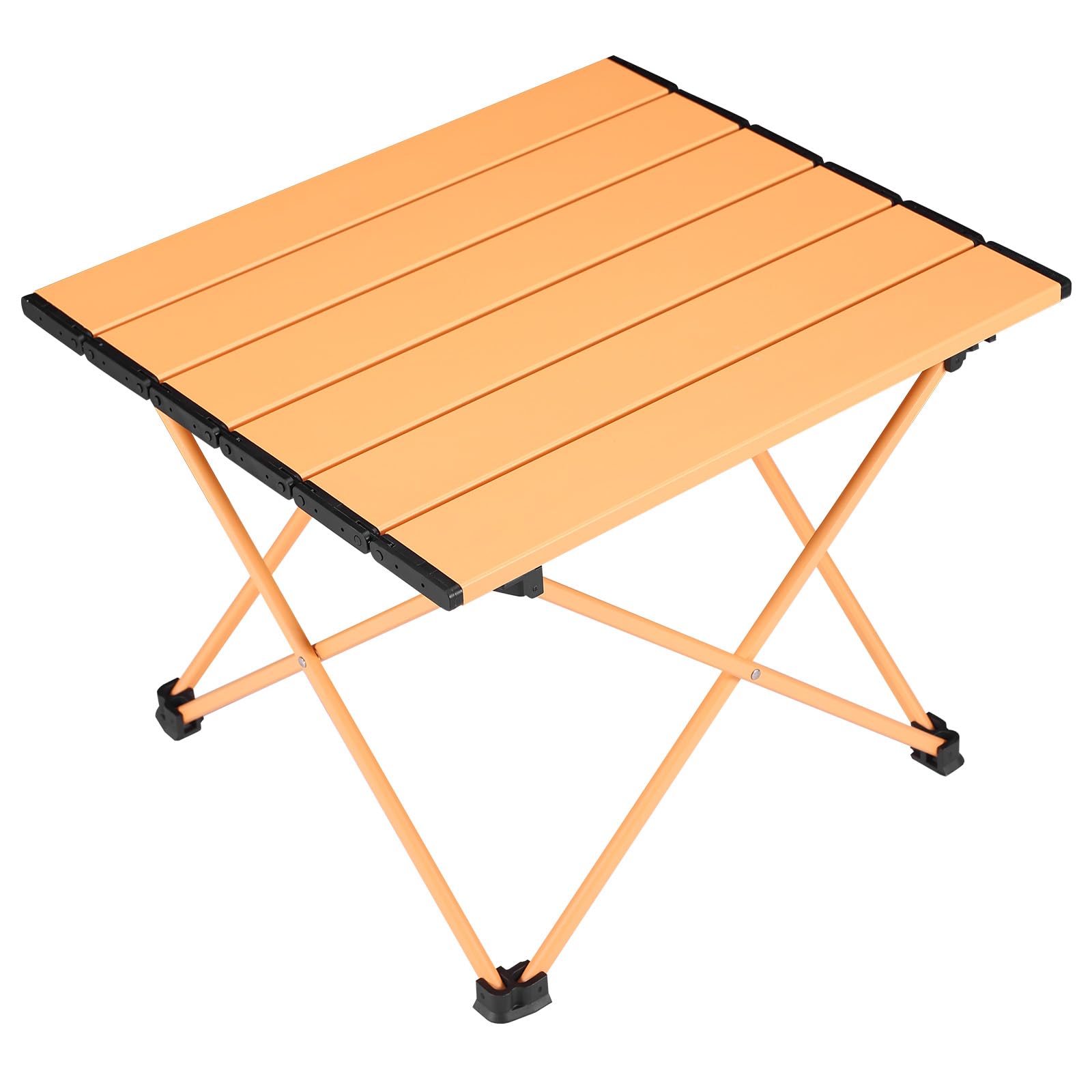 Tesouro Portable Camping Table,Folding Side Table Aluminum Top for Outdoor Cooking, Hiking, Travel, Picnic (Apricot-Small)