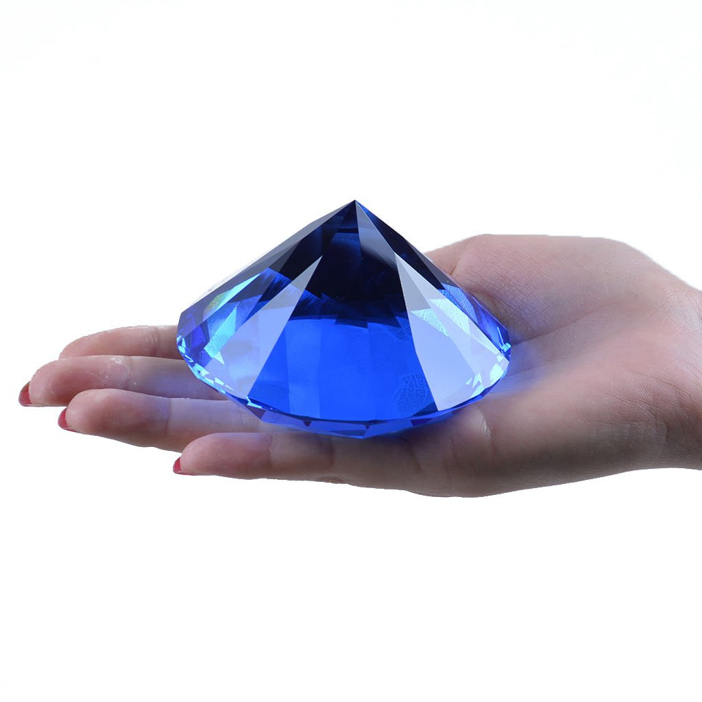 Longwin 80Mm(3.1 Inch) Crystal Diamond Paperweight Jewels Wedding Decorations Centerpieces Home Decor (Blue)