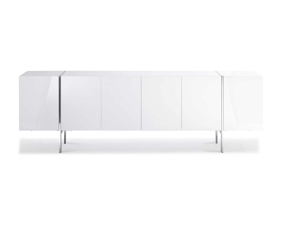 HomeRoots 95 X 17 X 30 White Stainless Steel Buffet