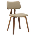 Modern Wooden Dining Chair, Walnut Color Frame in Light Brown