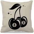 Nogrit Cherry Pillow Cherry Decor Downtown Girl Downtown Girl Room Decor 8 Ball Cherry Funky Throw Pillow Covers 18X18, Y2K Room
