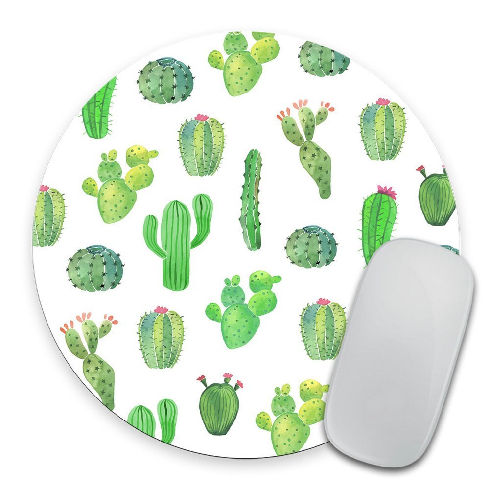 Cactus Mouse Pad Present Desk Decor Dorm Decor Office Decor Round Mousepad Office Supplies Green Cubicle Decor Cute Office Desk
