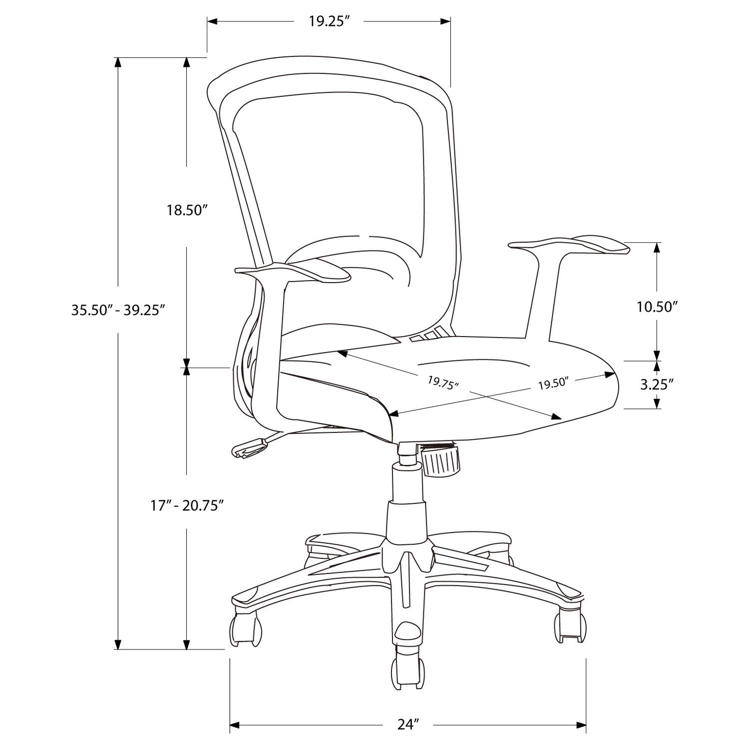 Monarch Specialties I 7265 Office Chair, Adjustable Height, Swivel, Ergonomic, Armrests, Computer Desk, Work, Metal, Mesh, Black, Contemporary, Modern