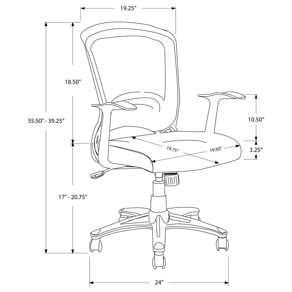 Monarch Specialties I 7265 Office Chair, Adjustable Height, Swivel, Ergonomic, Armrests, Computer Desk, Work, Metal, Mesh, Black, Contemporary, Modern