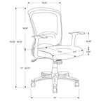 Monarch Specialties I 7265 Office Chair, Adjustable Height, Swivel, Ergonomic, Armrests, Computer Desk, Work, Metal, Mesh, Black, Contemporary, Modern