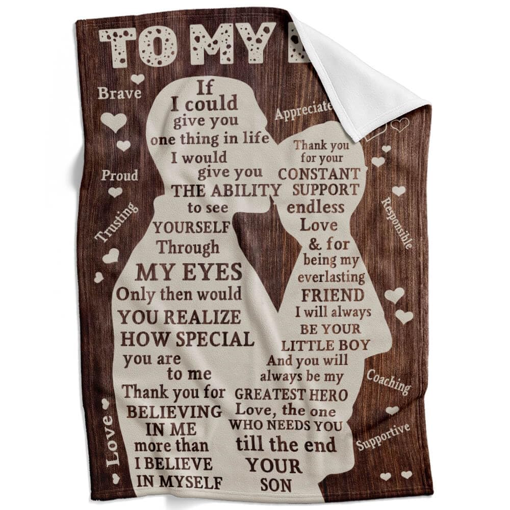 Fathers Day Blankets Gifts For Dad, Blanket To My Dad Gifts From Son, Dad Blanket Presents For Fathers Day, I Love You Dad Lette
