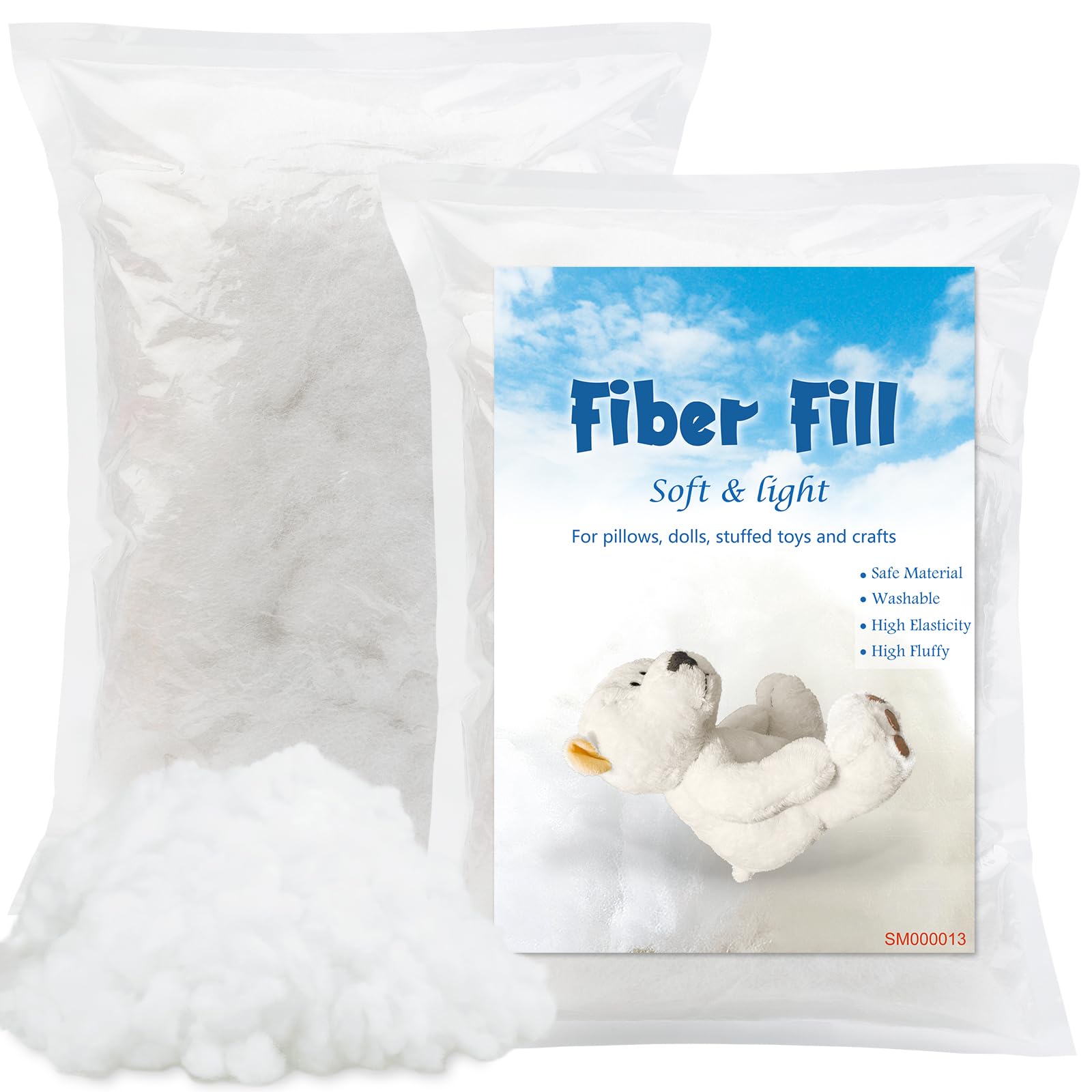 Jmuiiu 400G Polyester Fill, Premium Polyester Fiberfill, Recycled Polyester Fiber, High Resilience Stuffing Fluff Fiberfill For