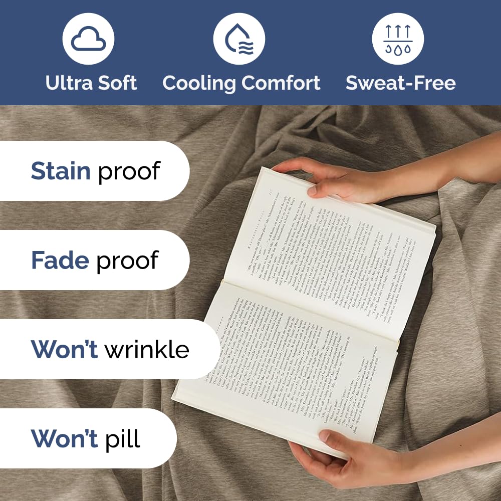 Extra Deep Pocket Cal King Sheets - 4 Piece Breathable & Cooling Bed Sheets - Hotel Luxury Bed Sheet Set - Soft, Wrinkle Free & Comfy - Easily Fits Extra Deep Mattresses - Heathered Beige Sheets Set