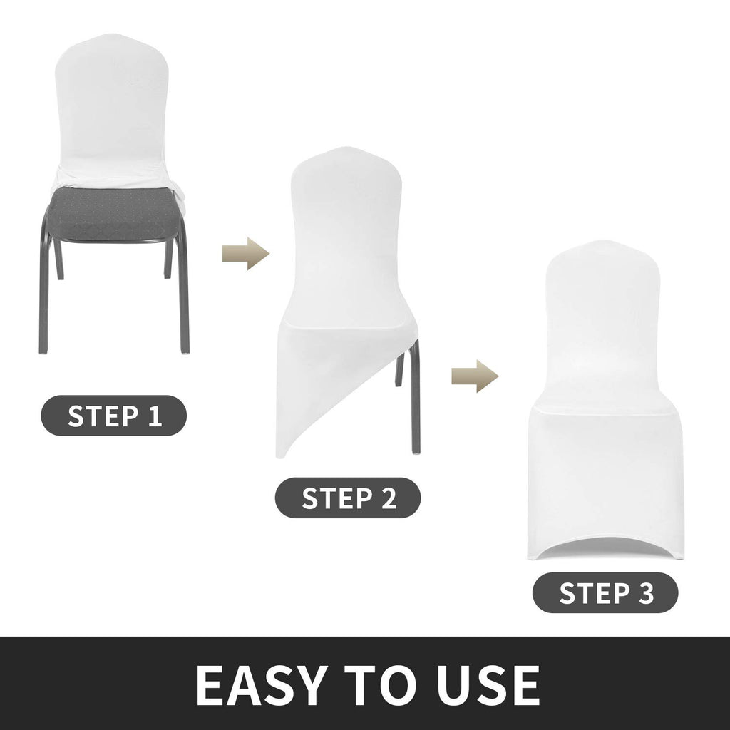 Peomeise Stretch Spandex Chair Cover For Wedding Party Dining Banquet Event (White, 25)