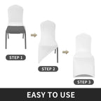 Peomeise Stretch Spandex Chair Cover For Wedding Party Dining Banquet Event (White, 25)
