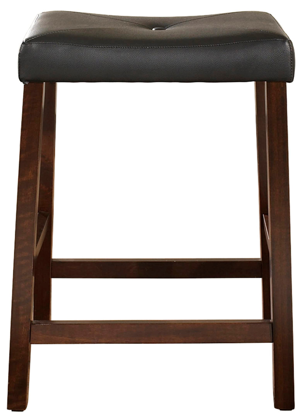 Crosley Furniture Upholstered Saddle Seat 24 Inch Barstool In Vintage Mahogany (Set Of 2)