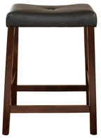 Crosley Furniture Upholstered Saddle Seat 24 Inch Barstool In Vintage Mahogany (Set Of 2)