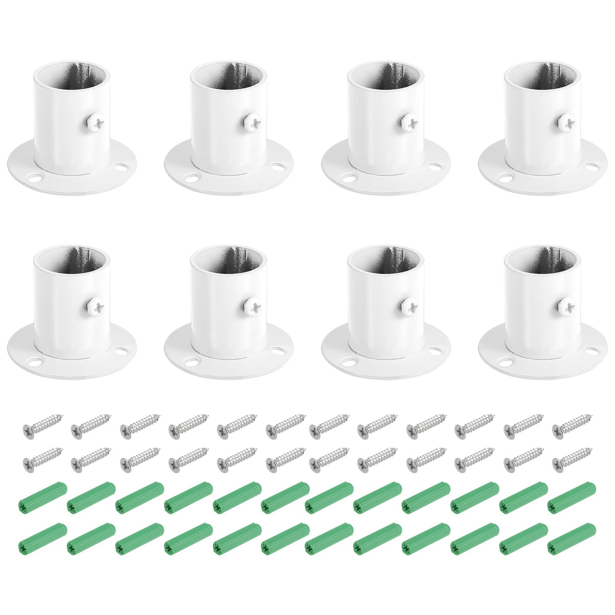 uxcell 8 Pcs 0.98 inch Pole Sockets Flange Rod Holder, Stainless Steel Closet Rod Bracket, Wall Mount Curtain Rod Bracket with S