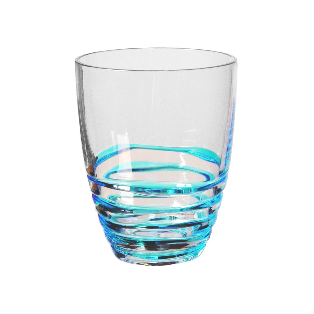 LeadingWare My Table Talk Set of 4 - Acrylic Swirl Design 14 oz DOF - Blue & Clear Swirl