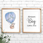 Iiiluyot Inspirational Elephant Decor, Baby Boy Nursery Wall Art Prints, Cute Elephant Nursery Wall, Dream Big Little One Decora