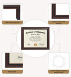 Elsker&Home 8.5X11 Certificate Frame - Classic Cherry Wood Color - 2.0 Mm Panels - Only 8.5X11 Inch Without Mat - For Document/P