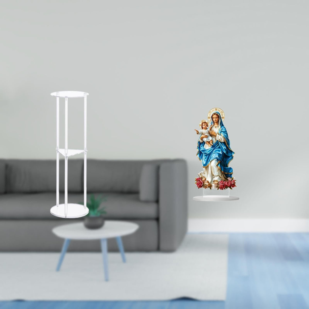 Enakshi Acrylic Side Table for Small Spaces and Office Balcony Decor with Easy Assembly and Unique DIY Tabletop Ornament for Hol
