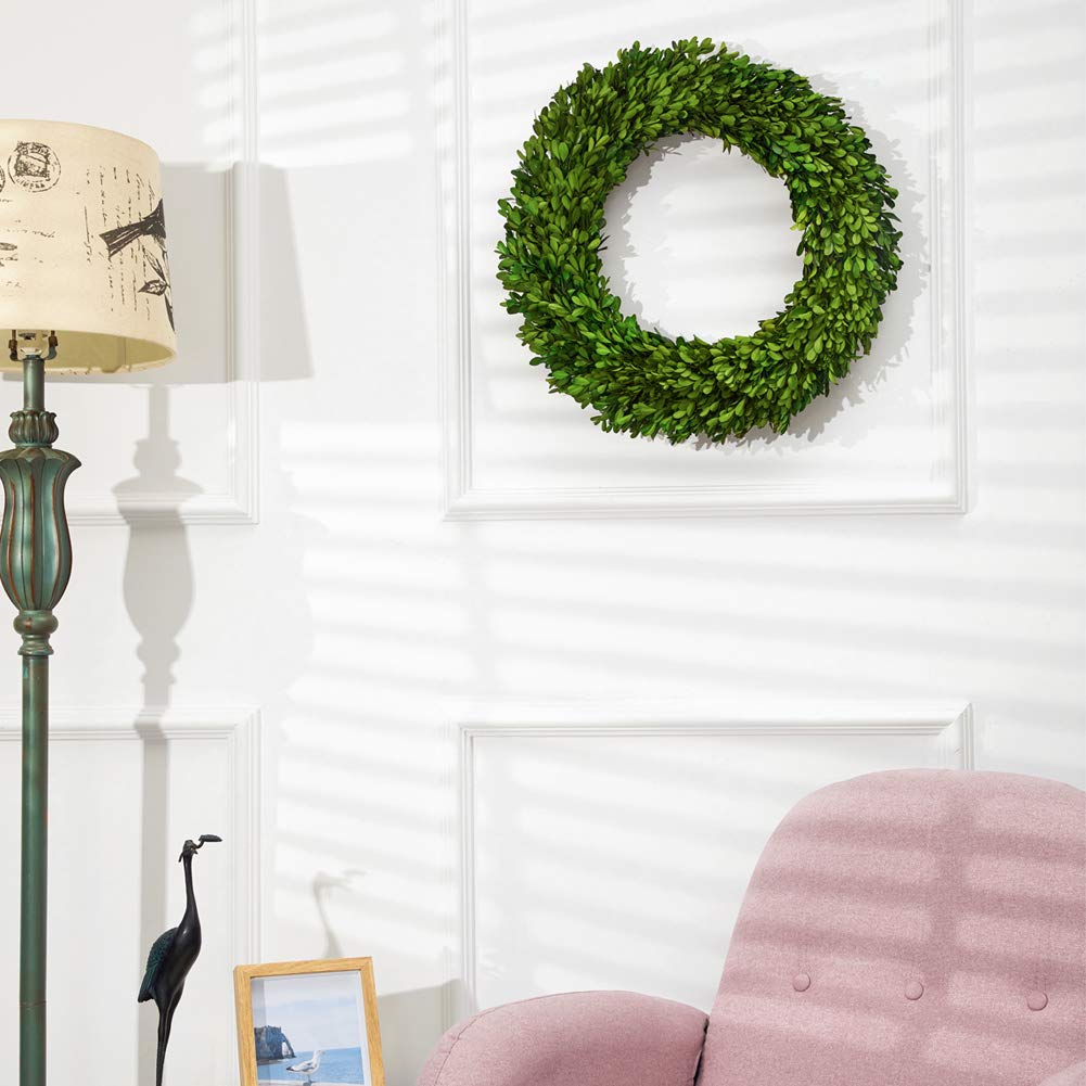 Boxwood Valley 24 Inch Xx-Large Preserved Boxwood Wreath, Wedding Home Decoration, Farmhouse Style Realistic Full Green Real Box