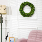 Boxwood Valley 24 Inch Xx-Large Preserved Boxwood Wreath, Wedding Home Decoration, Farmhouse Style Realistic Full Green Real Box
