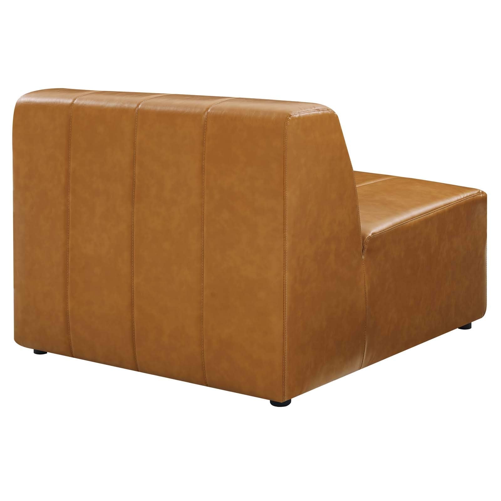 Modway Bartlett Channel Tufted Vegan Leather, Armless Chair, Tan