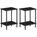 Hoobro End Table Set Of 2, Small Side Table, Nightstand With 2-Layer Storage Shelves, Sofa Table For Small Spaces, Living Room, Bedroom, Stable Frame, Easy Assembly, Black Bb09Bzp201