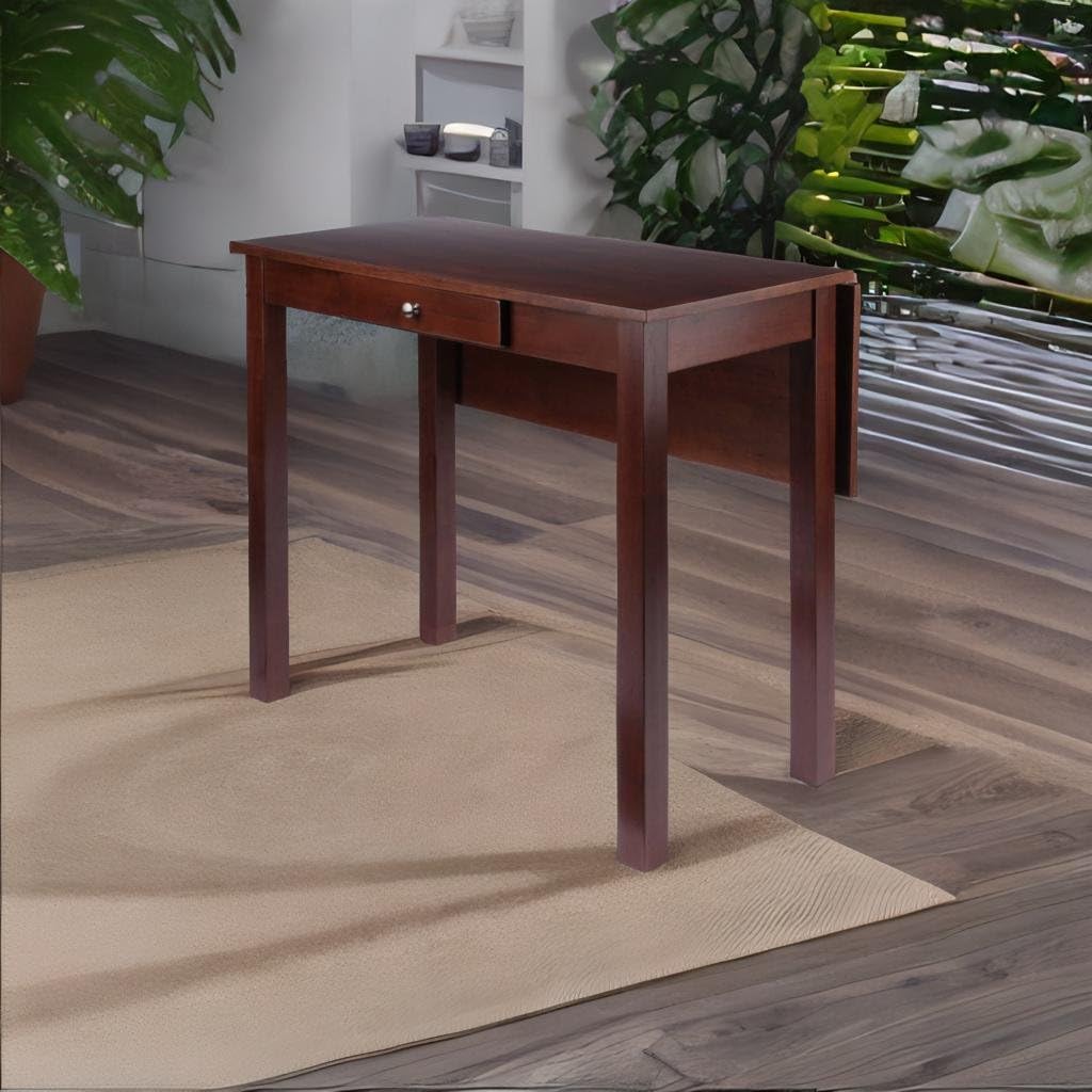 Space-Saving Walnut Dining Table - Ergode Perrone High Table with Drop Leaf