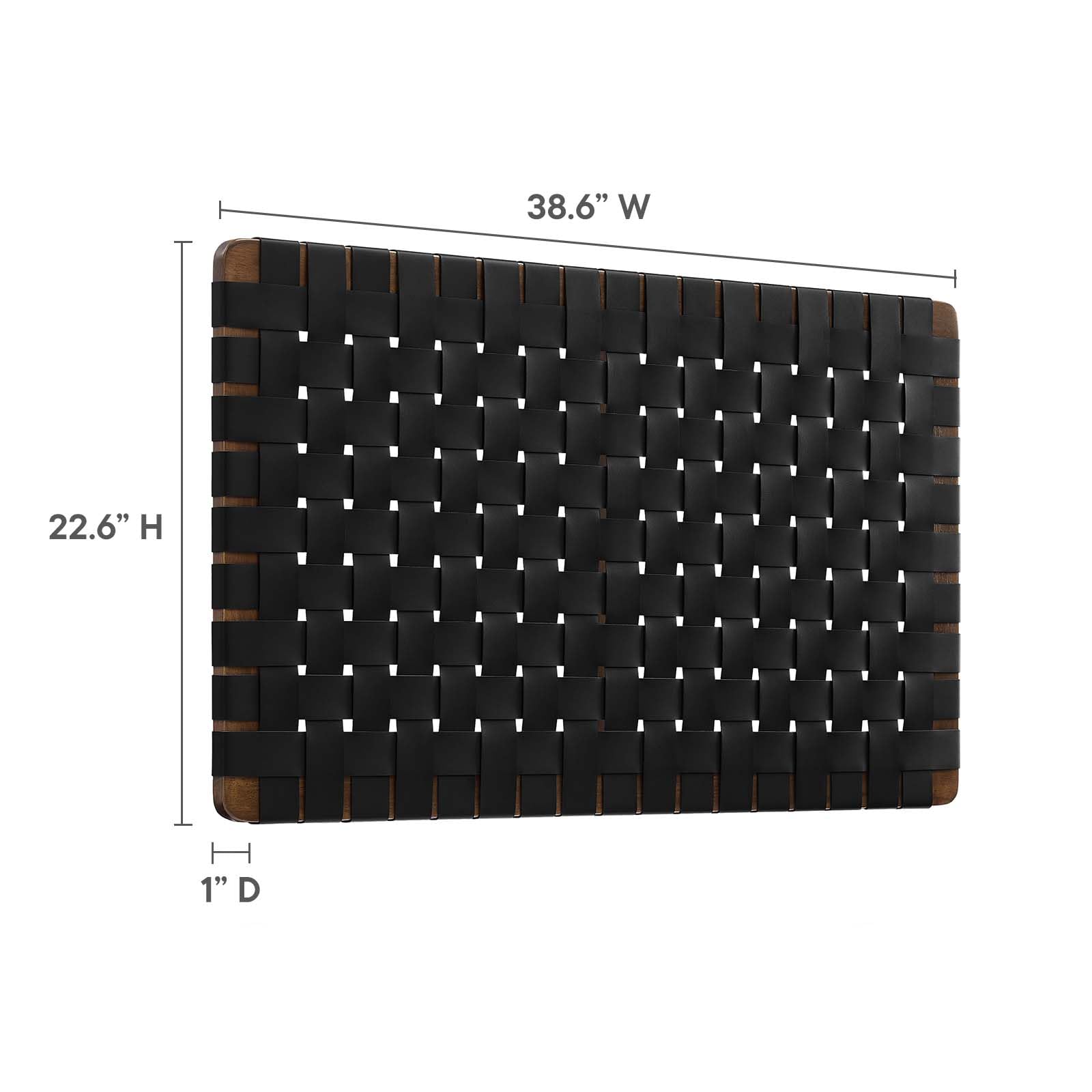 Modway Sparta Vegan Leather Weave Twin Headboard in Walnut Black, Faux Leather Twin Headboard Only with Wall Mount Design for Children's Bedroom, College Dorm, or Guest Room