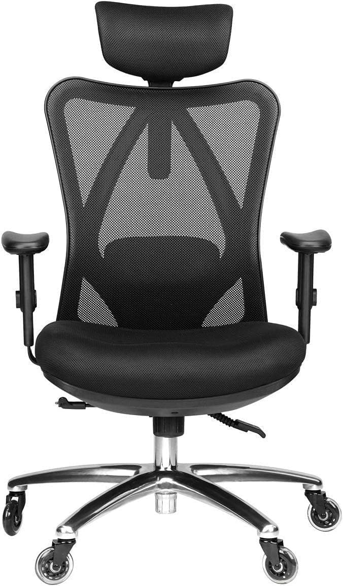 Duramont Ergonomic Office Chair - Adjustable Desk Chair with Lumbar Support and Rollerblade Wheels - High Back Chairs with Breat