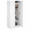 Furinno Robin Wardrobe Cabinet with Hanging Rod, Closet Organizers and Storage, for Wardrobe, Bedroom, Living Room, Entryway, Wh