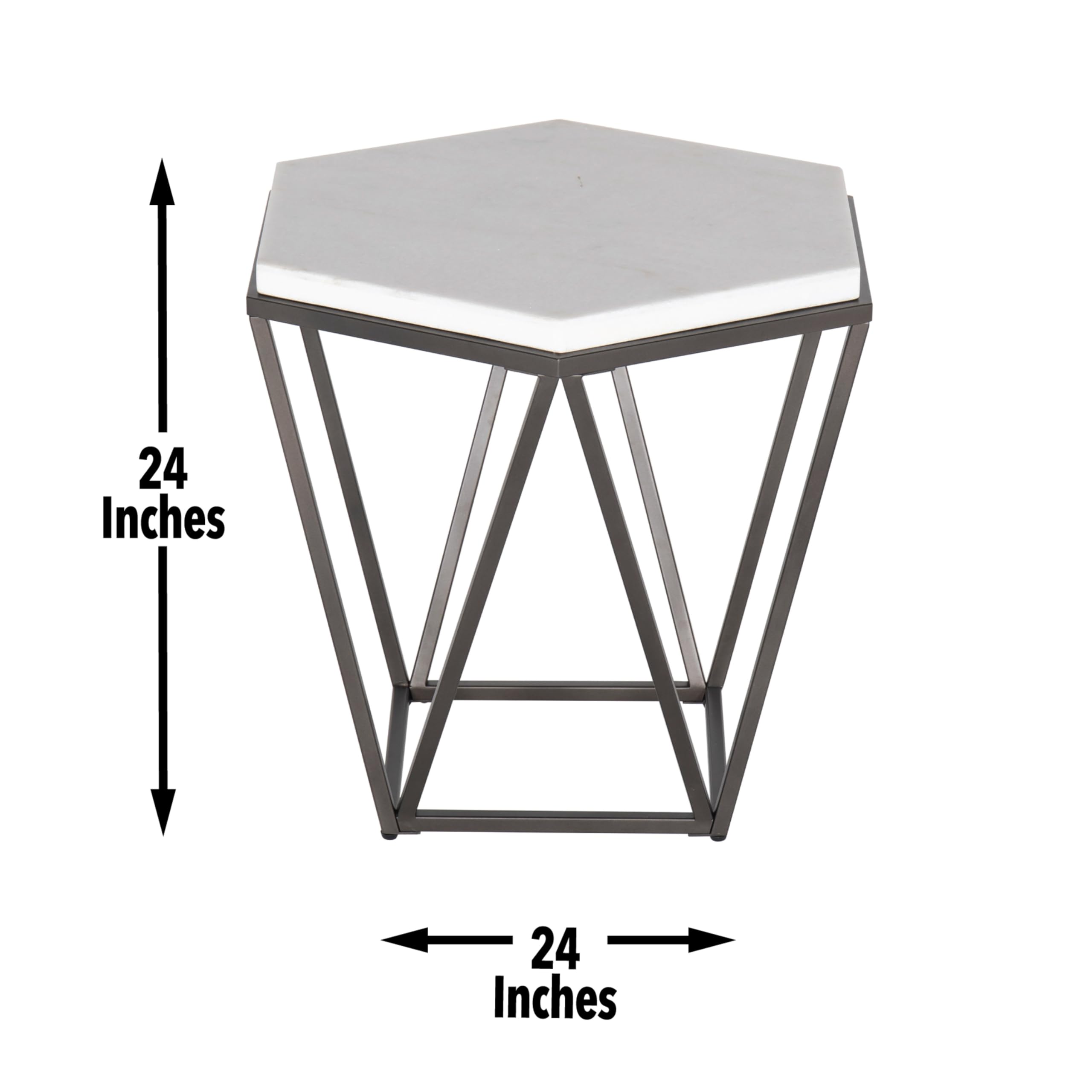 Steve Silver Co Corvus Hexagon Marble Top Table - Thumbnail 3