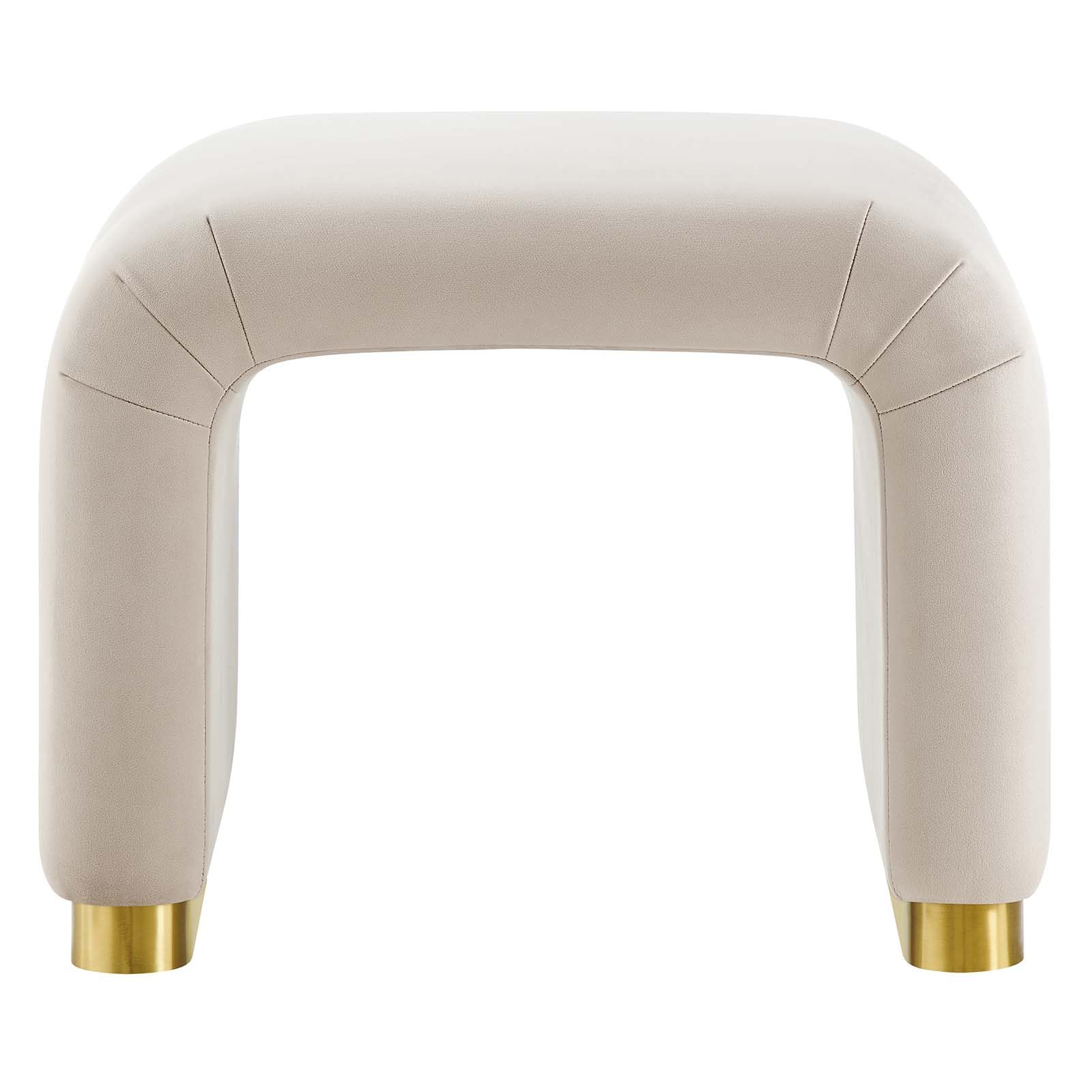 Modway EEI-6733-BRA-ALM Koda Performance Velvet Waterfall Stool, Brass Almond