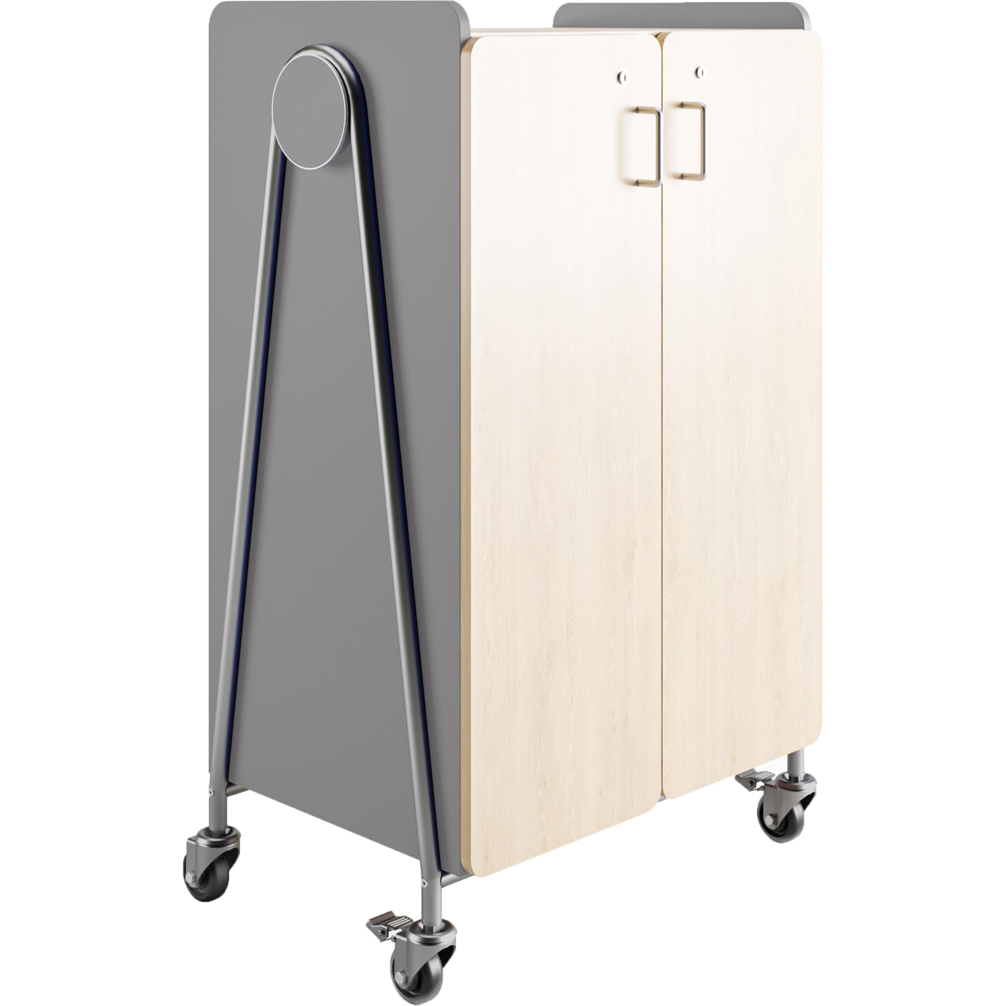 Safco Products 3934GRY Whiffle Typical 14, Double Column 12-Tote 4-Shelf Doored Rolling Storage Cart with Magnetic Dry-Erase Back, Gray, 48&quot; H, Tall