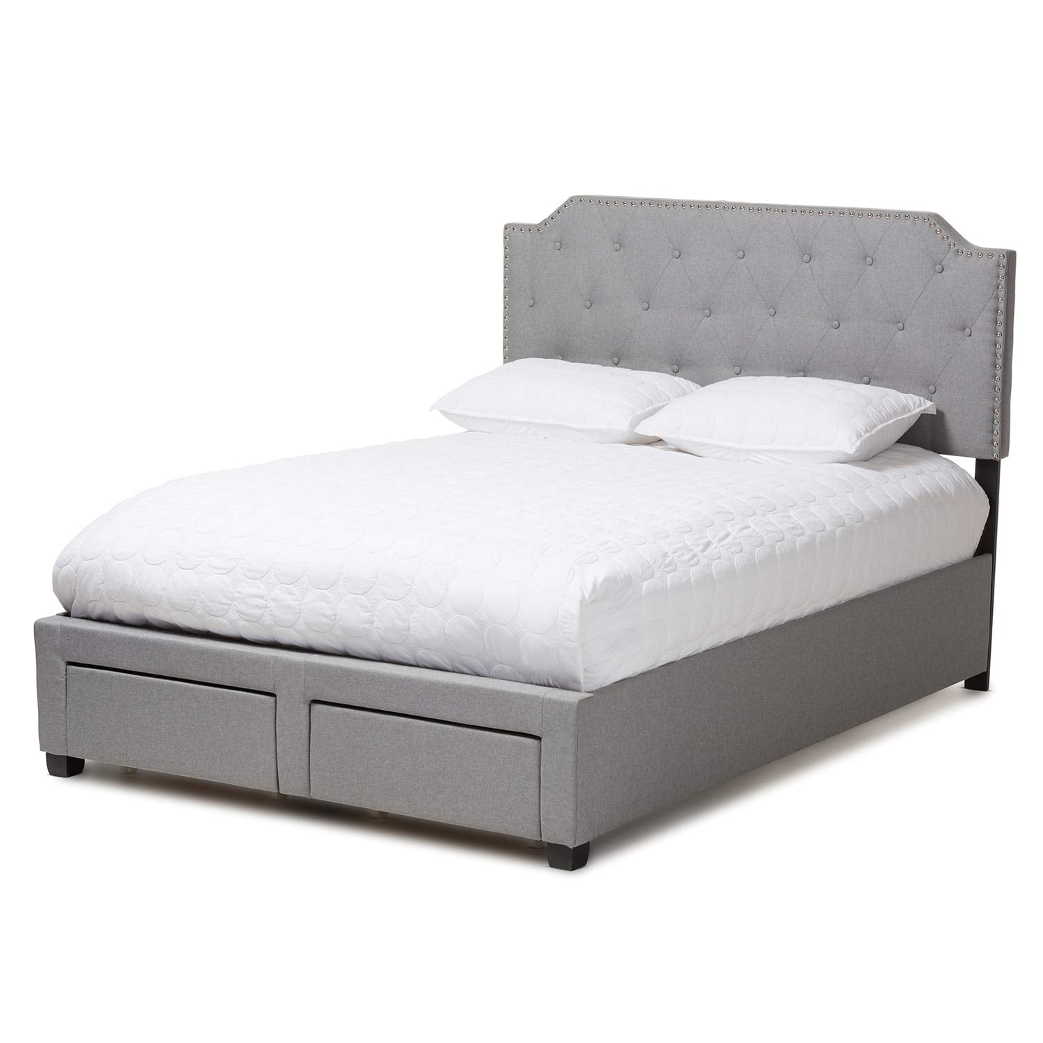 Baxton Studio Aubrianne Modern And Contemporary Grey Fabric Upholstered Queen Storage Bed Grey/Queen//Contemporary/Fabric Polyester 100%&quot;/Rubber Wood/Mdf/Foam