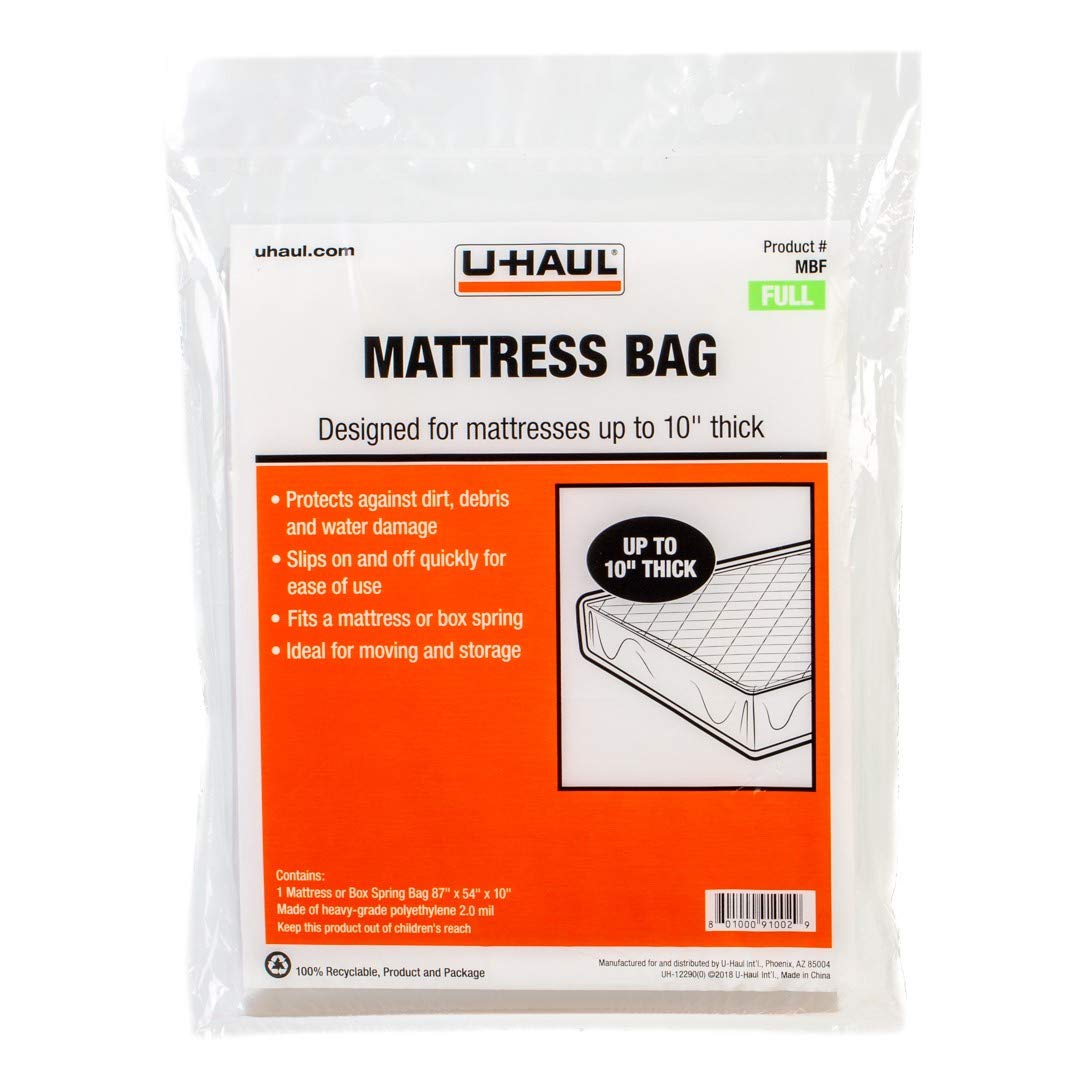 U-Haul Standard Full Mattress Bag - Moving & Storage Cover For Mattress Or Box Spring - 87    X 54    X 10