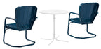 Crosley Furniture Ridgeland 3-Piece Outdoor Bistro Set, Retro Metal Patio Table and Chairs for Dining, Porch, Navy Gloss